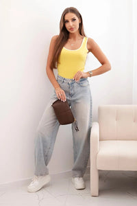 Women's ribbed bodysuit ART10065 / – Yellow цвет / color | Lexline Fashion