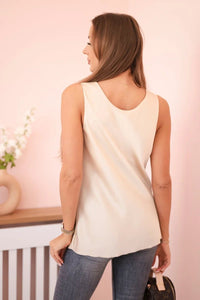 Women's satin blouse 7691 / – Beige цвет / color | Lexline Fashion