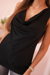 Women's satin blouse 7691 / – Black цвет / color | Lexline Fashion