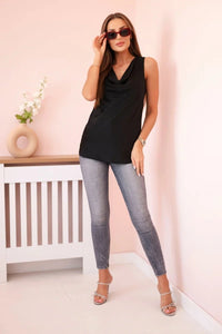 Women's satin blouse 7691 / – Black цвет / color | Lexline Fashion