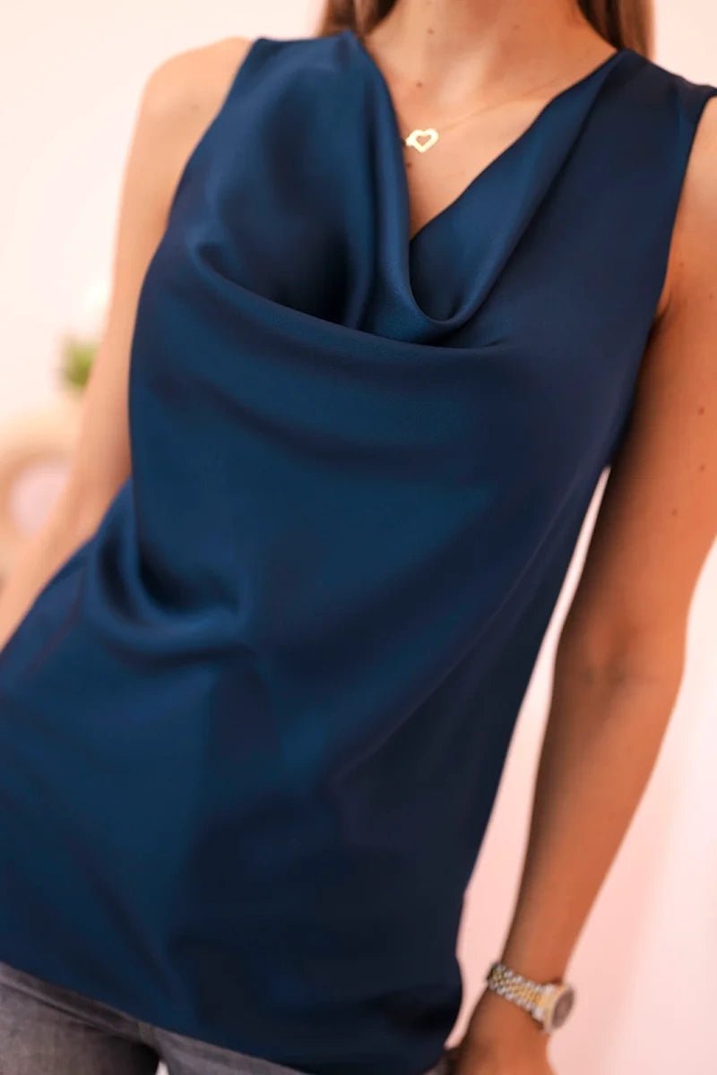 Women's satin blouse 7691 / – Navy blue цвет / color | Lexline Fashion