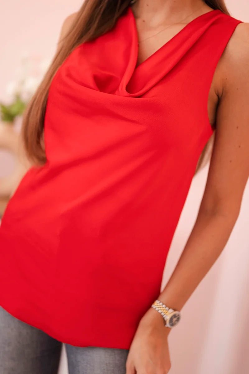 Women's satin blouse 7691 / – Red цвет / color | Lexline Fashion