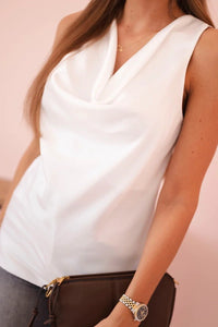 Women's satin blouse 7691 / – White цвет / color | Lexline Fashion
