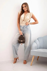 Women's satin blouse ART10047 / – Beige цвет / color | Lexline Fashion