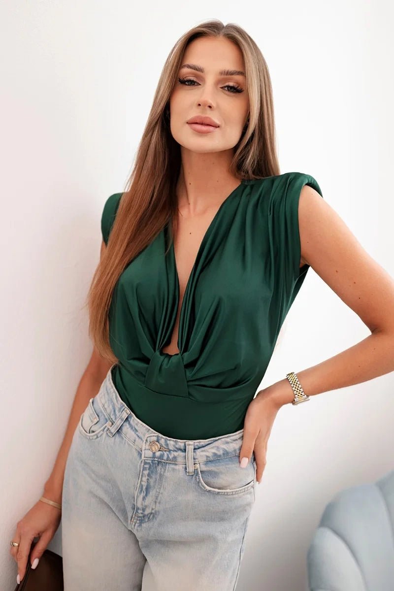 Women's satin blouse ART10047 / – Green цвет / color | Lexline Fashion
