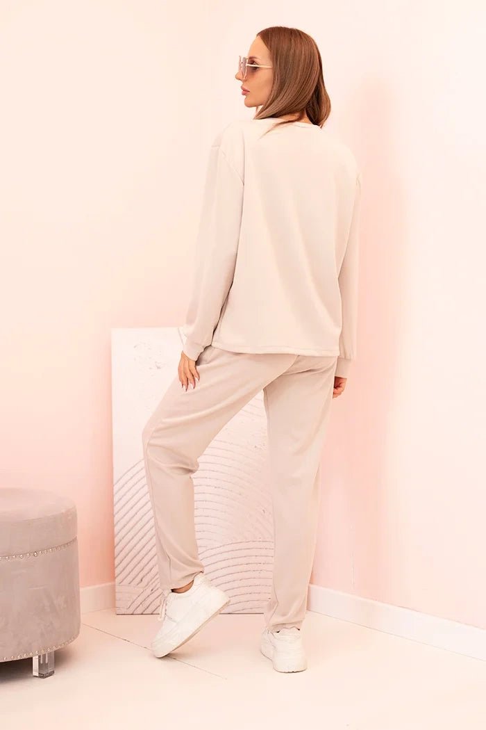 Women's set buttercream sweatshirt and pants with elastic 00017 / – Beige цвет / color | Lexline Fashion
