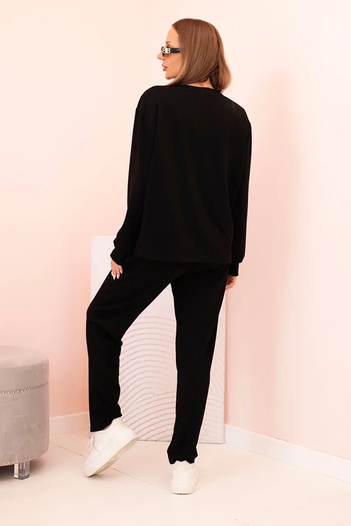 Women's set buttercream sweatshirt and pants with elastic 00017 / – Black цвет / color | Lexline Fashion