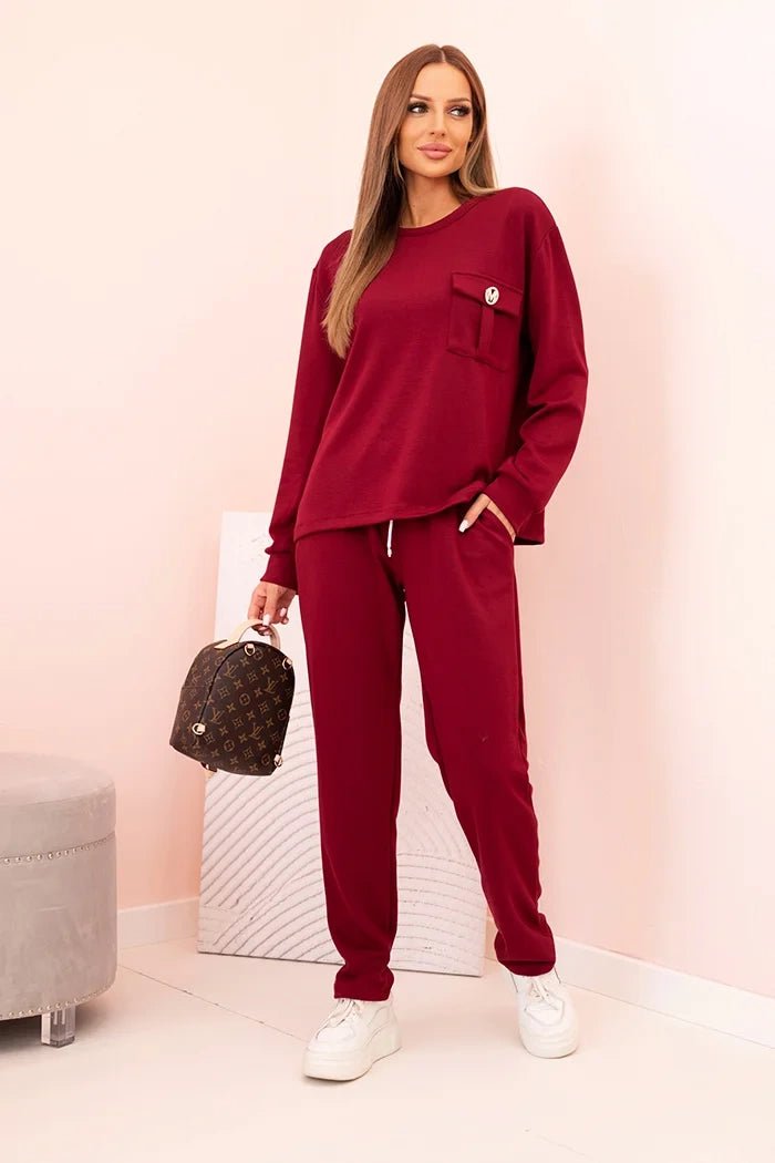 Women's set buttercream sweatshirt and pants with elastic 00017 / – Burgundy цвет / color | Lexline Fashion