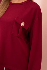 Women's set buttercream sweatshirt and pants with elastic 00017 / – Burgundy цвет / color | Lexline Fashion