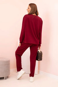 Women's set buttercream sweatshirt and pants with elastic 00017 / – Burgundy цвет / color | Lexline Fashion