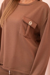 Women's set buttercream sweatshirt and pants with elastic 00017 / – Camel цвет / color | Lexline Fashion