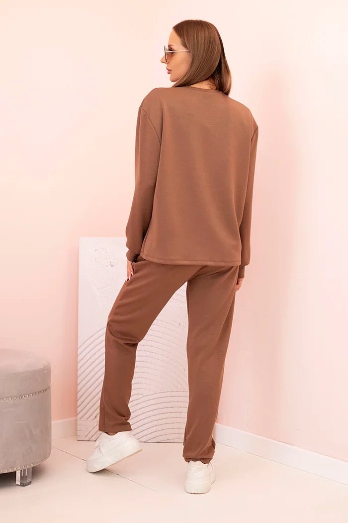 Women's set buttercream sweatshirt and pants with elastic 00017 / – Camel цвет / color | Lexline Fashion