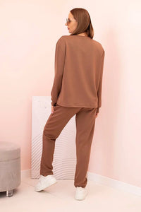 Women's set buttercream sweatshirt and pants with elastic 00017 / – Camel цвет / color | Lexline Fashion