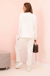 Women's set buttercream sweatshirt and pants with elastic 00017 / – Ecru цвет / color | Lexline Fashion