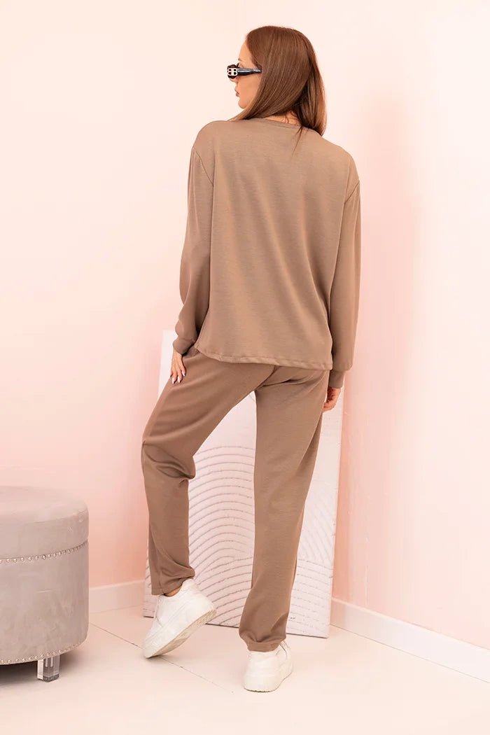 Women's set buttercream sweatshirt and pants with elastic 00017 / – Fango цвет / color | Lexline Fashion