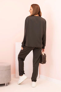 Women's set buttercream sweatshirt and pants with elastic 00017 / – Khaki цвет / color | Lexline Fashion