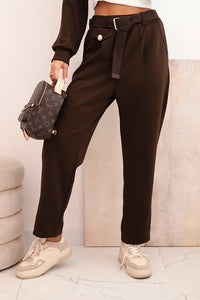 Women's set hoodie with pants and belt 7619 / – Brown цвет / color | Lexline Fashion