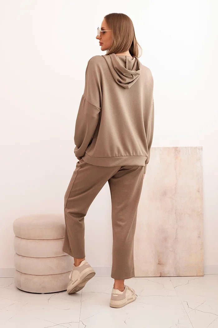 Women's set hoodie with pants and belt 7619 / – Brown цвет / color | Lexline Fashion