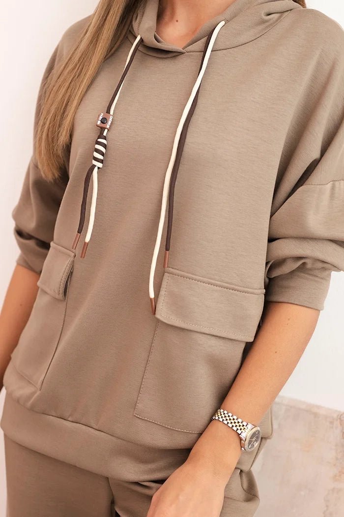 Women's set hoodie with pants and belt 7619 / – Brown цвет / color | Lexline Fashion