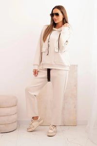 Women's set hoodie with pants and belt 7619 / – Brown цвет / color | Lexline Fashion