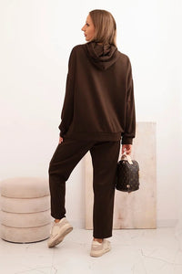Women's set hoodie with pants and belt 7619 / – Brown цвет / color | Lexline Fashion