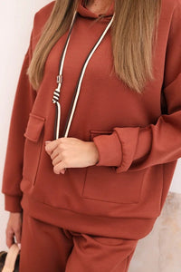 Women's set hoodie with pants and belt 7619 / – Brown цвет / color | Lexline Fashion