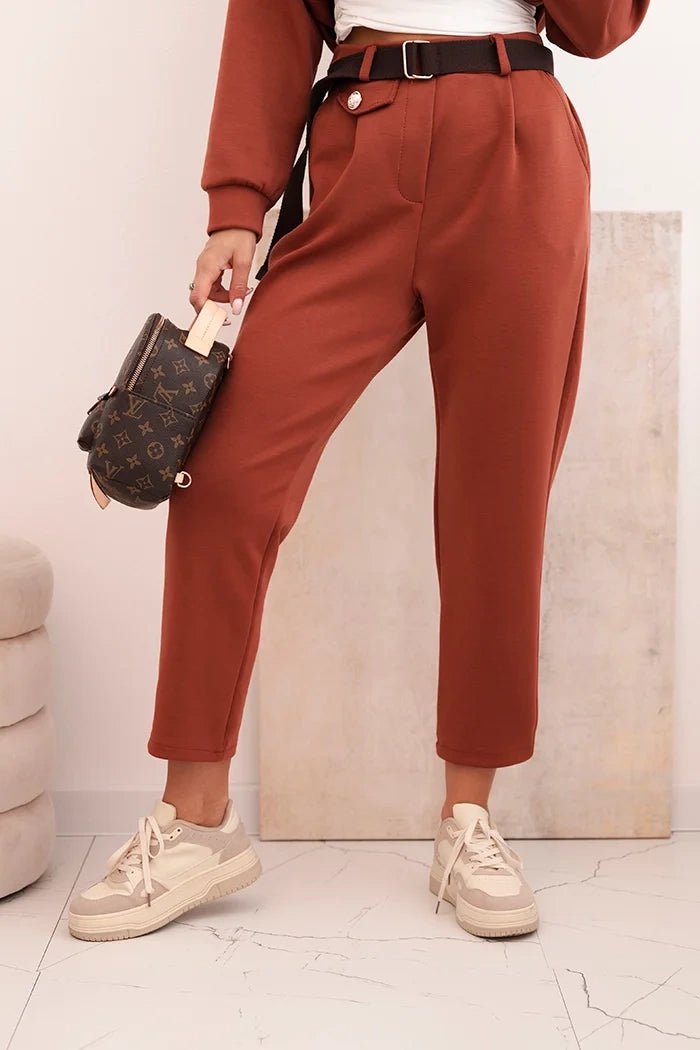 Women's set hoodie with pants and belt 7619 / – Brown цвет / color | Lexline Fashion