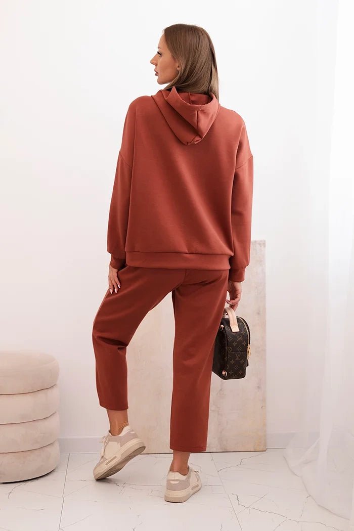 Women's set hoodie with pants and belt 7619 / – Brown цвет / color | Lexline Fashion