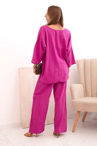 Women's set made of viscose, blouse with a necklace and pants ART25121 / – Fango цвет / color | Lexline Fashion