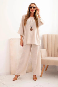 Women's set made of viscose, blouse with a necklace and pants ART25121 / – Fango цвет / color | Lexline Fashion