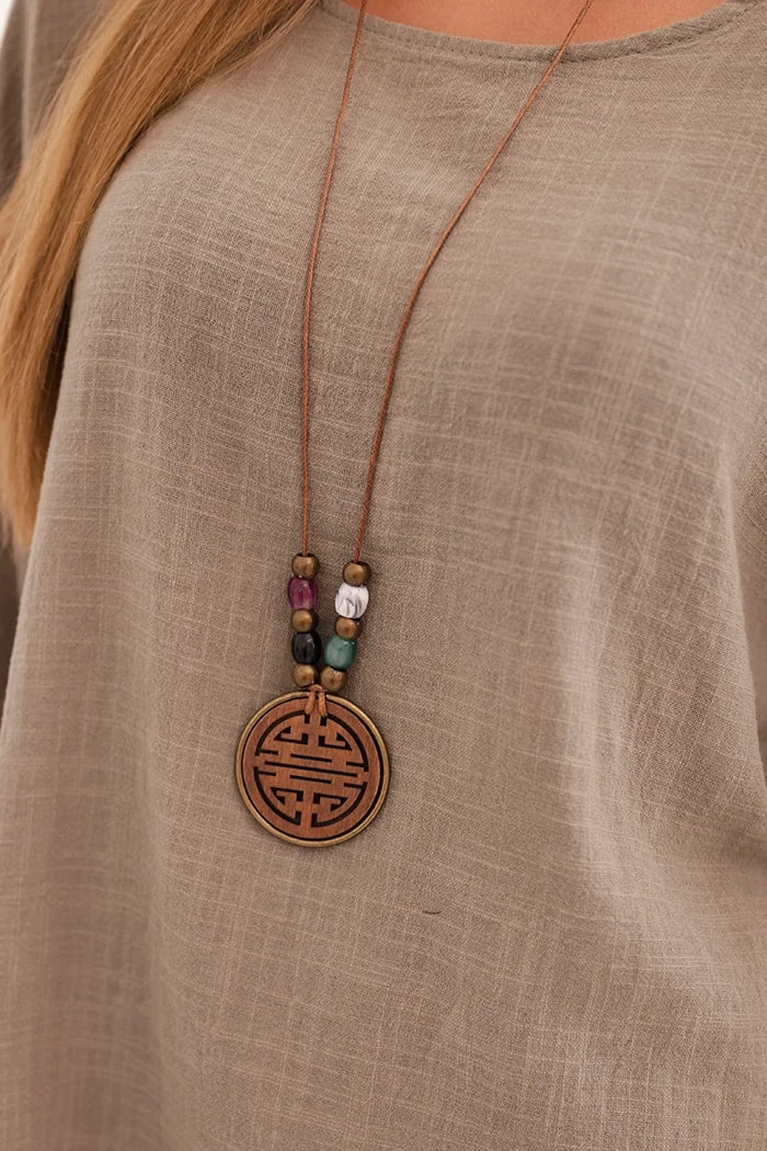 Women's set made of viscose, blouse with a necklace and pants ART25121 / – Fango цвет / color | Lexline Fashion