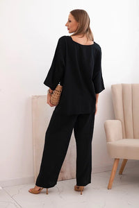 Women's set made of viscose, blouse with a necklace and pants ART25121 / – Fango цвет / color | Lexline Fashion