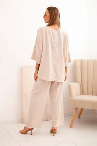 Women's set made of viscose, blouse with a necklace and pants ART25121 / – Fango цвет / color | Lexline Fashion