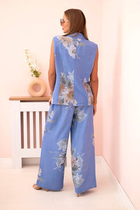Women's set made of viscose, vest and trousers in floral 235 / – Jeans цвет / color | Lexline Fashion