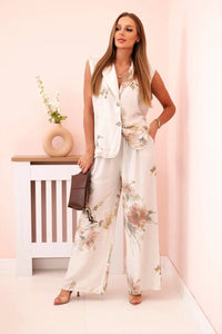 Women's set made of viscose, vest and trousers in floral 235 / – Jeans цвет / color | Lexline Fashion