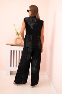 Women's set made of viscose, vest and trousers in floral 235 / – Jeans цвет / color | Lexline Fashion