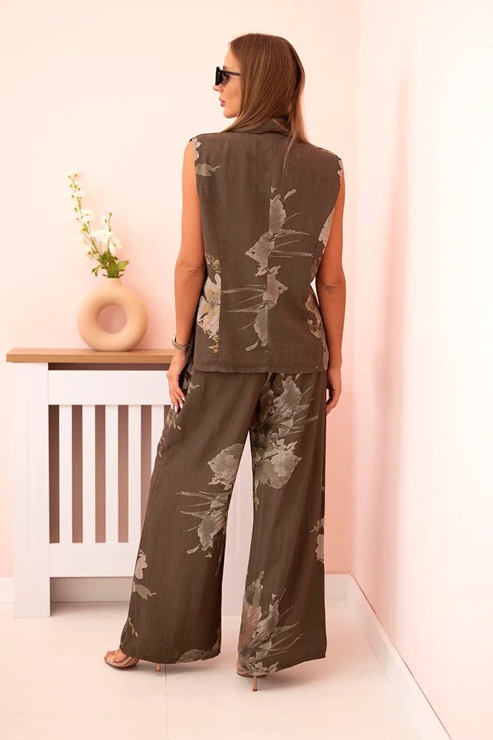 Women's set made of viscose, vest and trousers in floral 235 / – Jeans цвет / color | Lexline Fashion