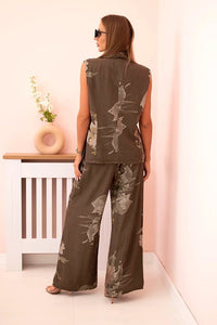 Women's set made of viscose, vest and trousers in floral 235 / – Jeans цвет / color | Lexline Fashion