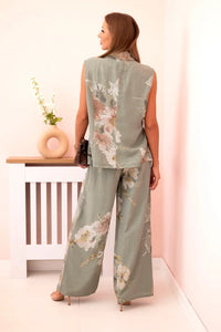 Women's set made of viscose, vest and trousers in floral 235 / – Jeans цвет / color | Lexline Fashion