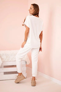 Women's set of Top and Pants ART52898 / – Ecru цвет / color | Lexline Fashion