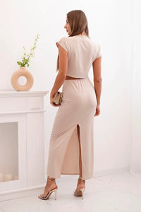 Women's set with a blouse and a skirt ART10092 / – Beige цвет / color | Lexline Fashion
