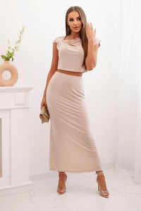 Women's set with a blouse and a skirt ART10092 / – Beige цвет / color | Lexline Fashion