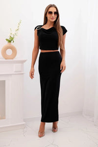 Women's set with a blouse and a skirt ART10092 / – Black цвет / color | Lexline Fashion