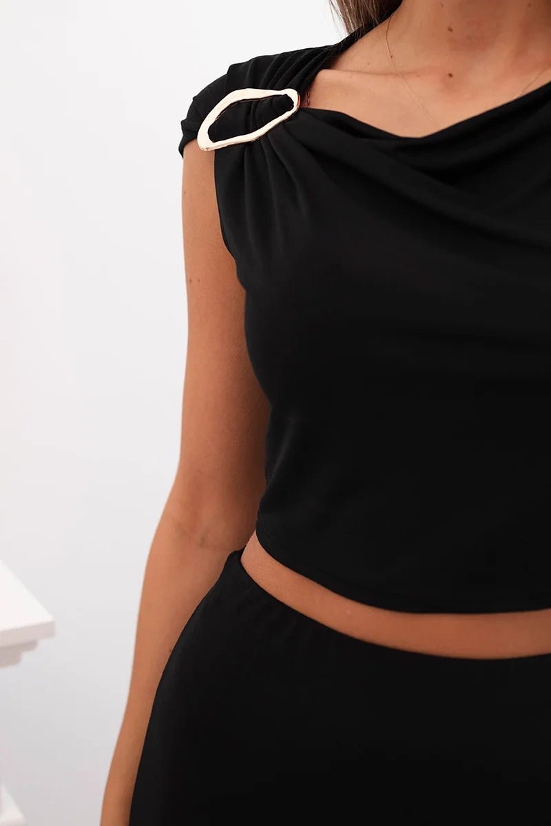 Women's set with a blouse and a skirt ART10092 / – Black цвет / color | Lexline Fashion