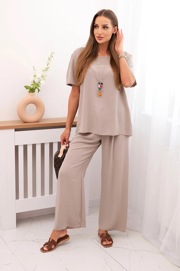 Women's set with a blouse and wide pants IT - 75 / – Fango цвет / color | Lexline Fashion