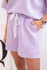 Women's set with a short - sleeved blouse and shorts 7402 / – Light || Purple цвет / color | Lexline Fashion