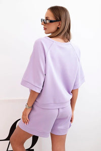 Women's set with a short - sleeved blouse and shorts 7402 / – Light || Purple цвет / color | Lexline Fashion