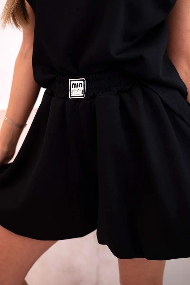 Women's set with a sleeveless blouse and shorts ART2018 / – Black цвет / color | Lexline Fashion