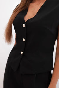 Women's set with a vest and wide - leg pants ART88551 / – Black цвет / color | Lexline Fashion