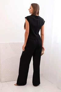 Women's set with a vest and wide - leg pants ART88551 / – Black цвет / color | Lexline Fashion